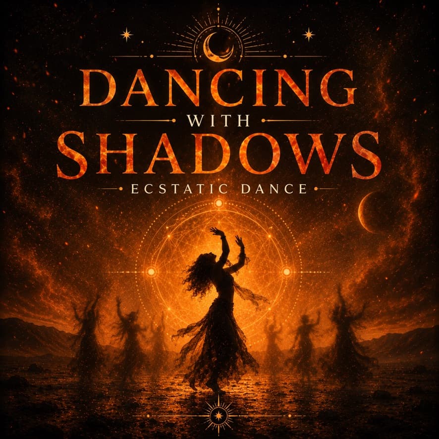 Dancing with Shadows ecstatic dance artwork.